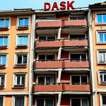 **A reinforced apartment building in Istanbul, showcasing earthquake-resistant construction techniques, with DASK insurance sign visible.**