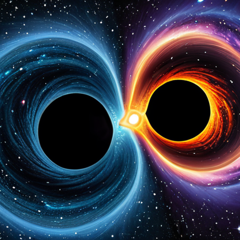 Black Hole Merger Visualization**
"A stunning visualization of two black holes merging, swirling galaxies in the background, abstract representation of spacetime distortion, vibrant colors, fully clothed, safe for work, perfect anatomy (no people depicted), natural proportions, science illustration, appropriate content, high detail, professional artwork."
**
