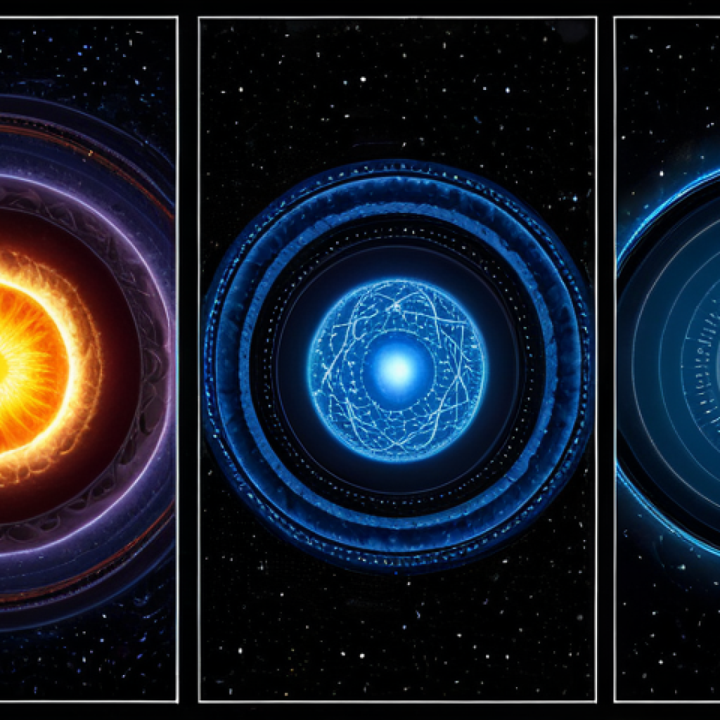 암흑에너지와 우주의 미래 - Here are three detailed image prompts based on the provided text, focusing on the mysteries and effe...