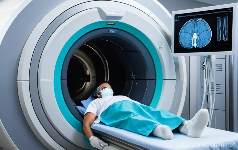 초전도체와 응용 분야 - **Medical Marvel: Superconducting MRI Scan**
A detailed, realistic image of a patient undergoing...