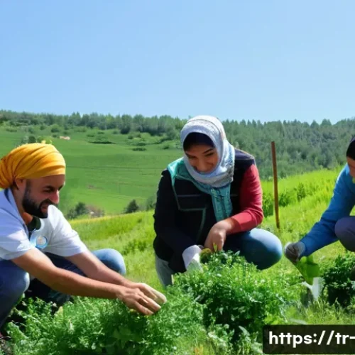 Home 11 산림 복원과 탄소 중립 정책 - **Prompt:** A vibrant, sun-drenched scene showcasing a diverse group of Turkish volunteers, includin...